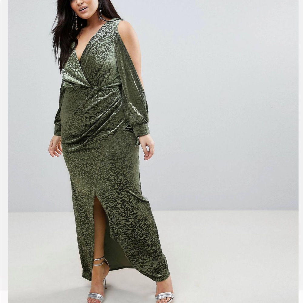 ASOS Cold shoulder velvet animal devore maxi dress